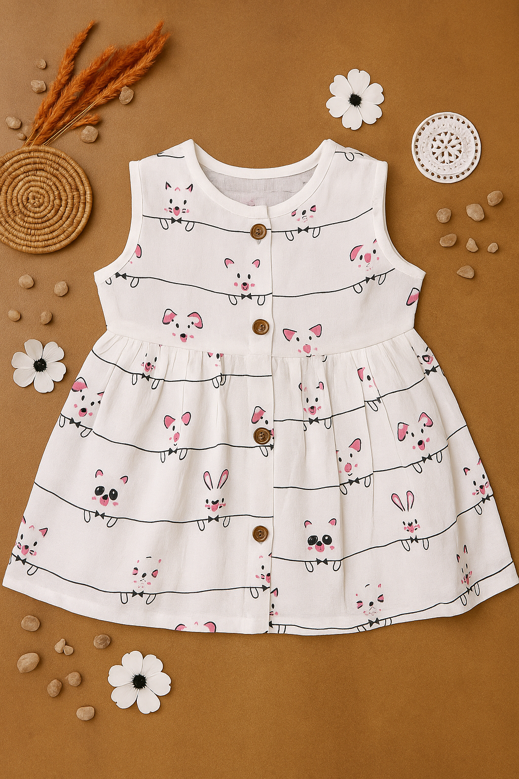 SLEEVELESS MUSLIN FROCK